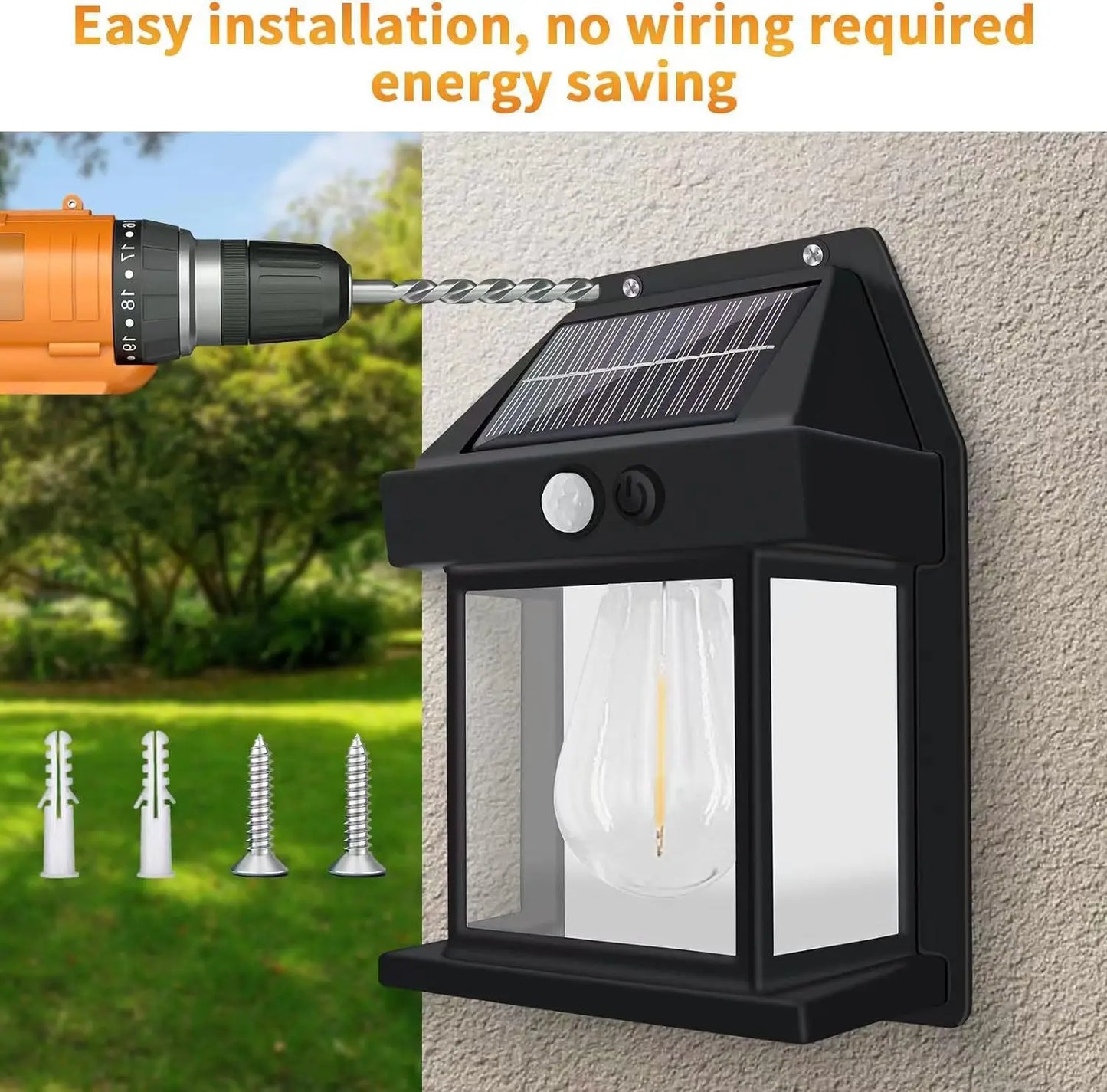 Outdoor Solar Tungsten Wall Light with Motion Sensor IP65 Waterproof