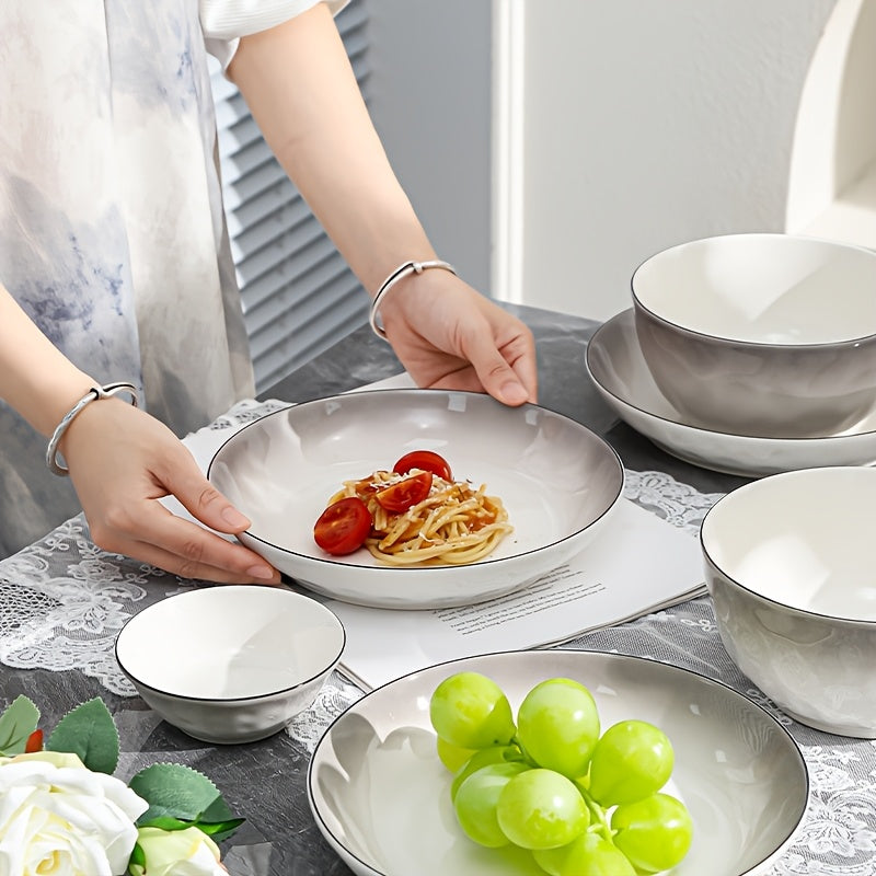 7Piece Gradient Grey Ceramic Dinnerware Set for Two