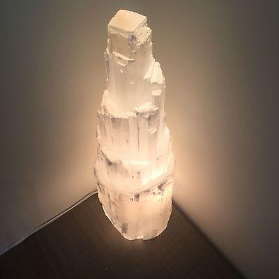 Selenite Crystal Skyscraper Lamp Prime