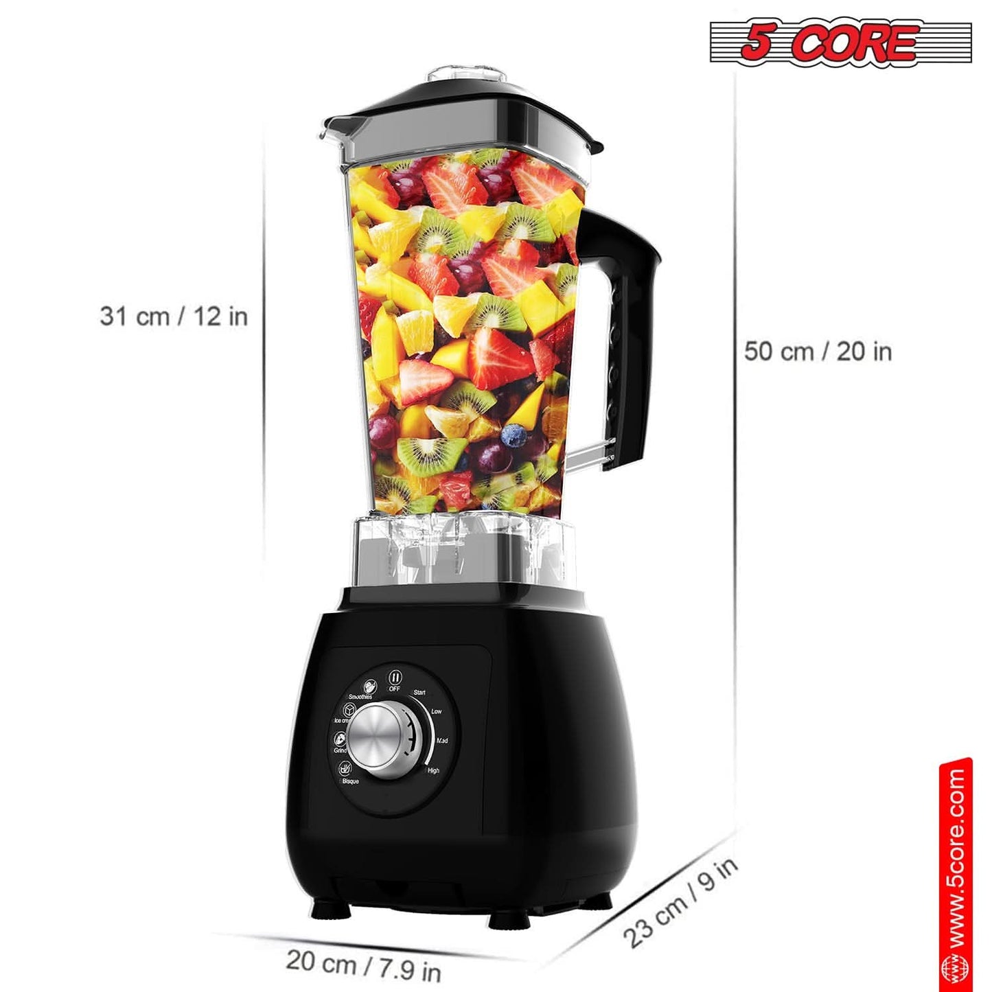 5Core Juicer Blender Machines 2000W Countertop Kitchen Smoothie Maker