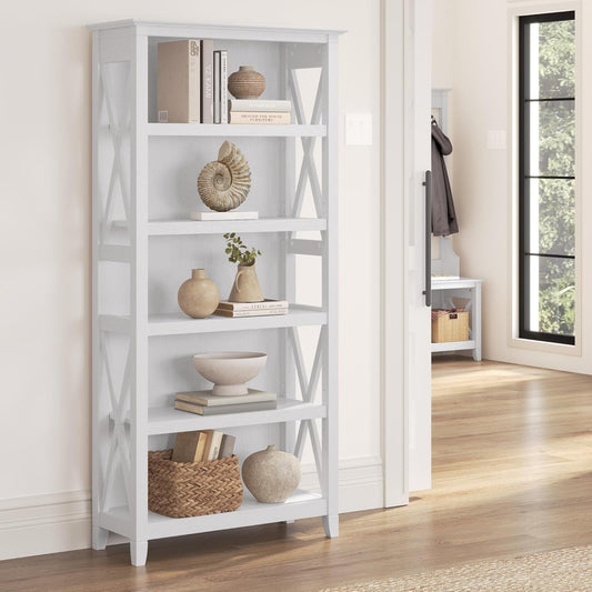 Bush Furniture Tall 5 Shelf Bookcase for Living Room or Home Office,