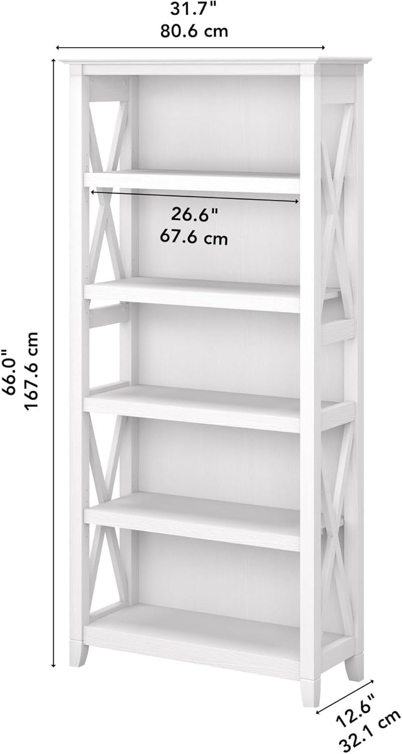 Bush Furniture Tall 5 Shelf Bookcase for Living Room or Home Office,