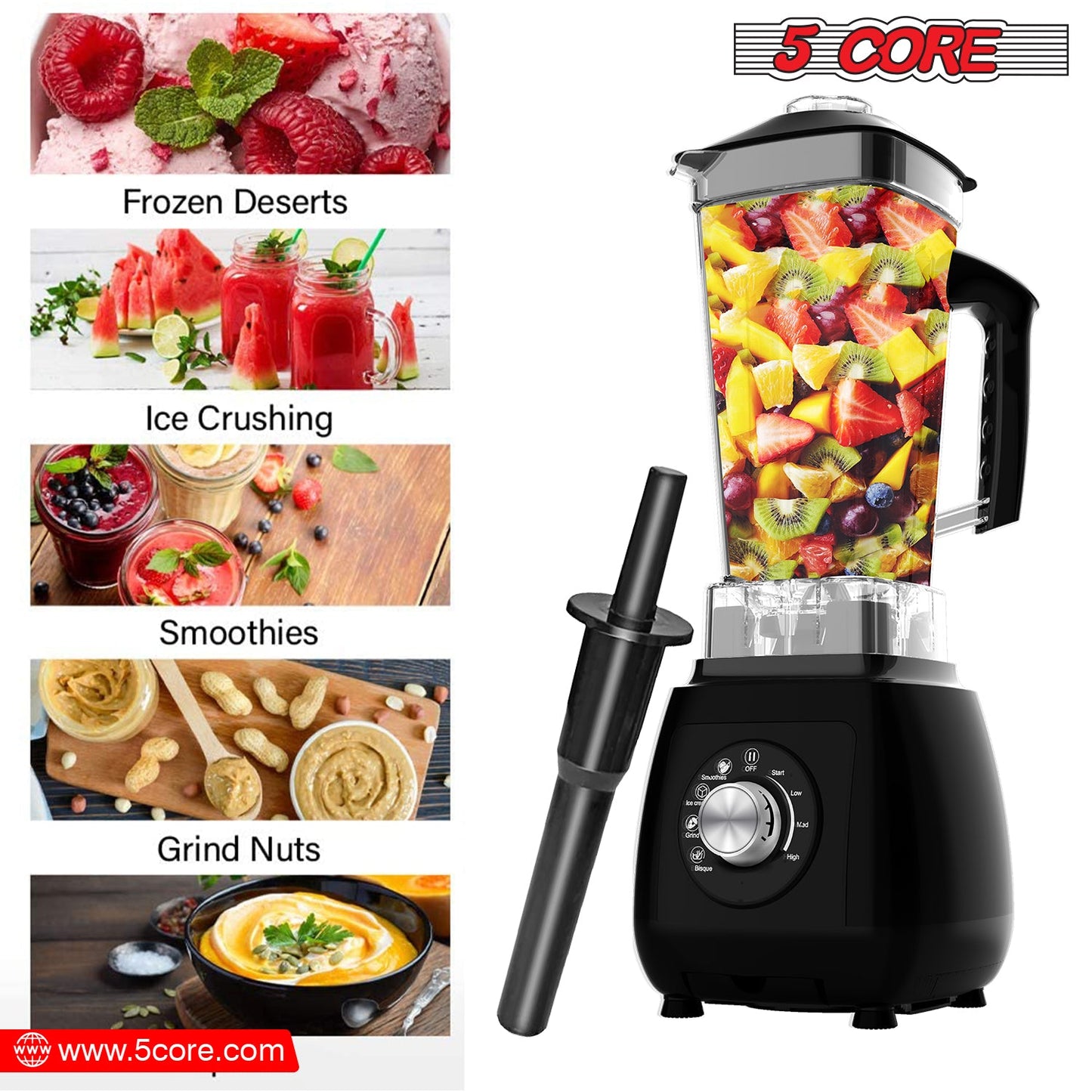 5Core Juicer Blender Machines 2000W Countertop Kitchen Smoothie Maker