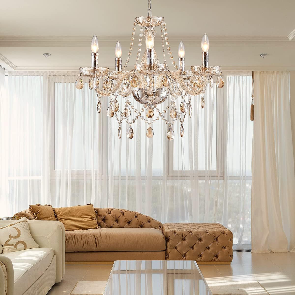 Saint Mossi 5 Light Modern K9 Crystal Chandelier for Dining Room,