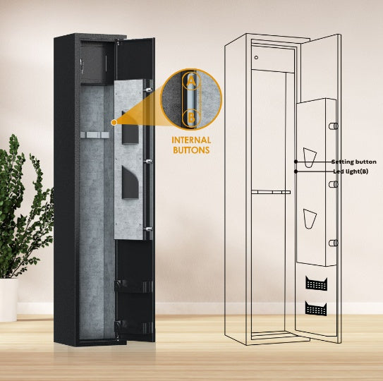 Home Rifle And Pistols Gun Safe With LED Light And Alarm System