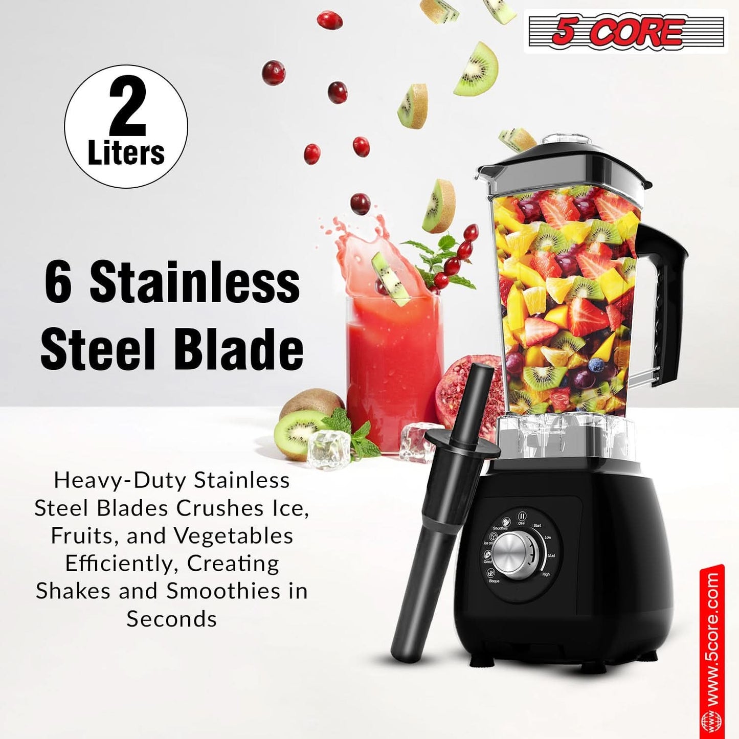 5Core Juicer Blender Machines 2000W Countertop Kitchen Smoothie Maker