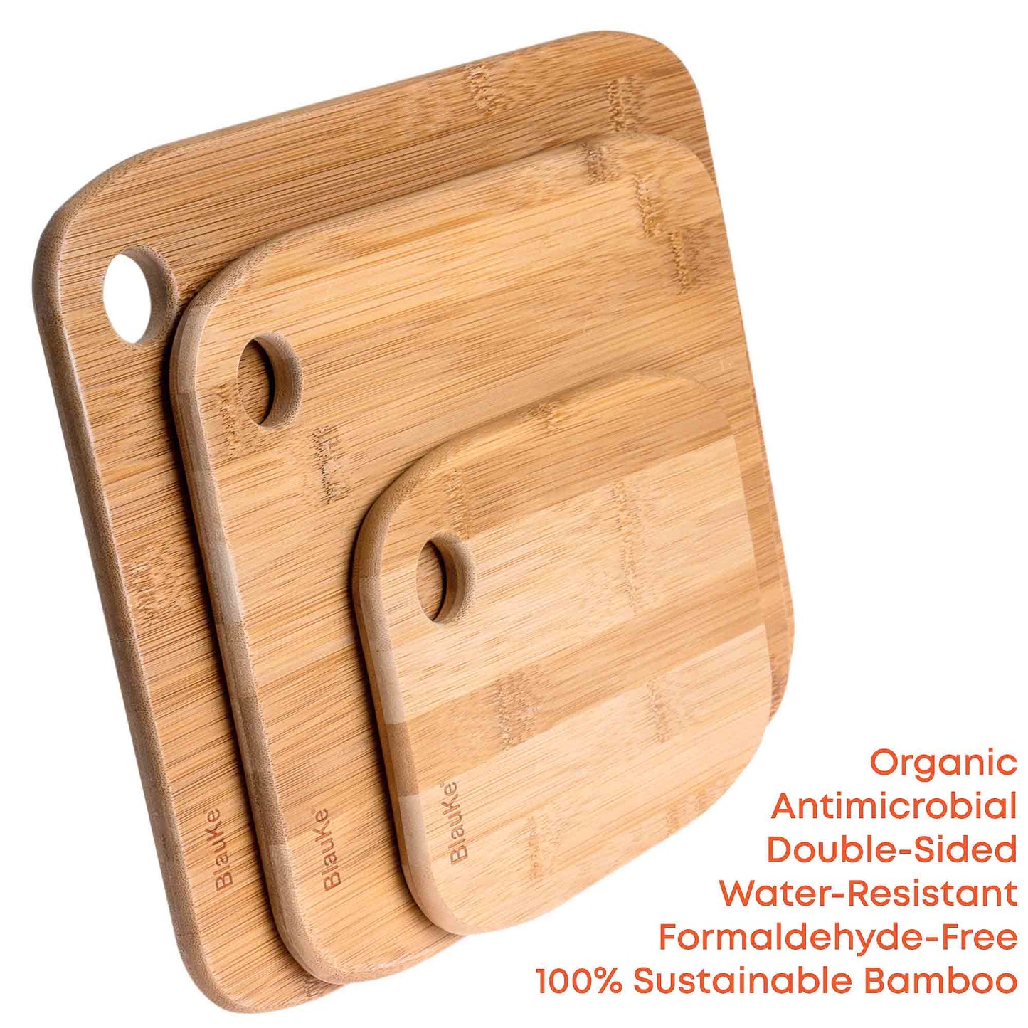 Wooden Cutting Boards for Kitchen - Bamboo Chopping Board Set of 3