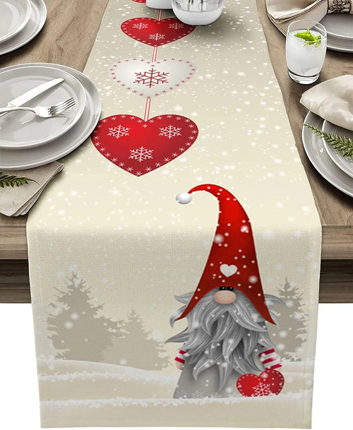 Christmas Snowflakes Gnome Linen Table Runners Dresser Scarves Table