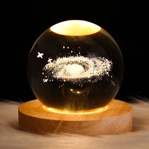 USB Night Light LED Crystal Ball Table Lamp 3D Moon Planet Galaxy