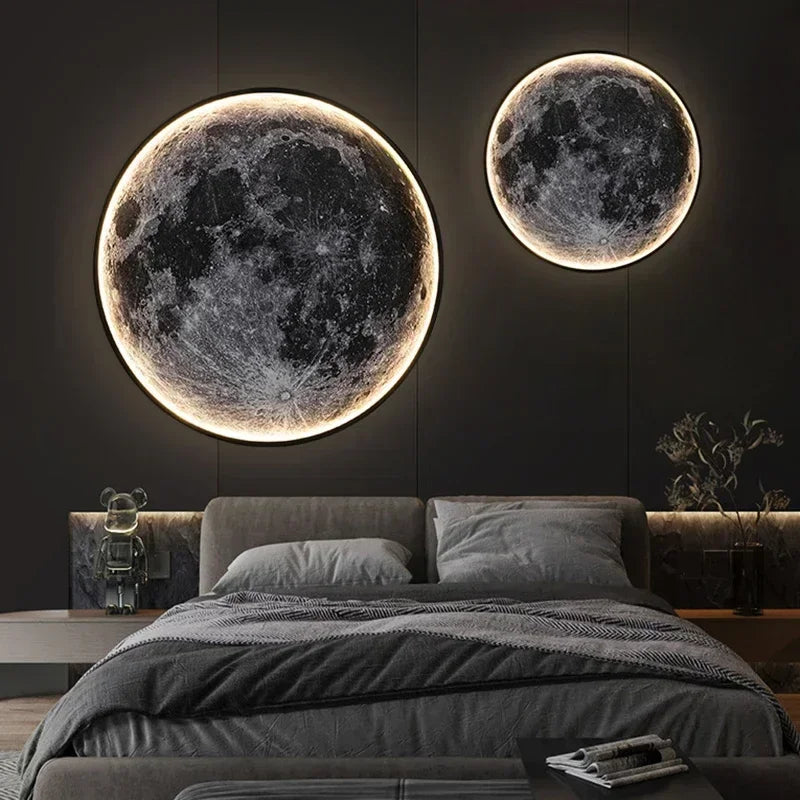 Modern 3D Moon Led Wall Lamp Living Room Background Light Home Decor