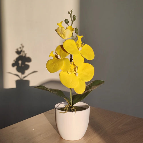 Bonsai Simulated Butterfly Orchid Artificial Potted Plant Desk Dining