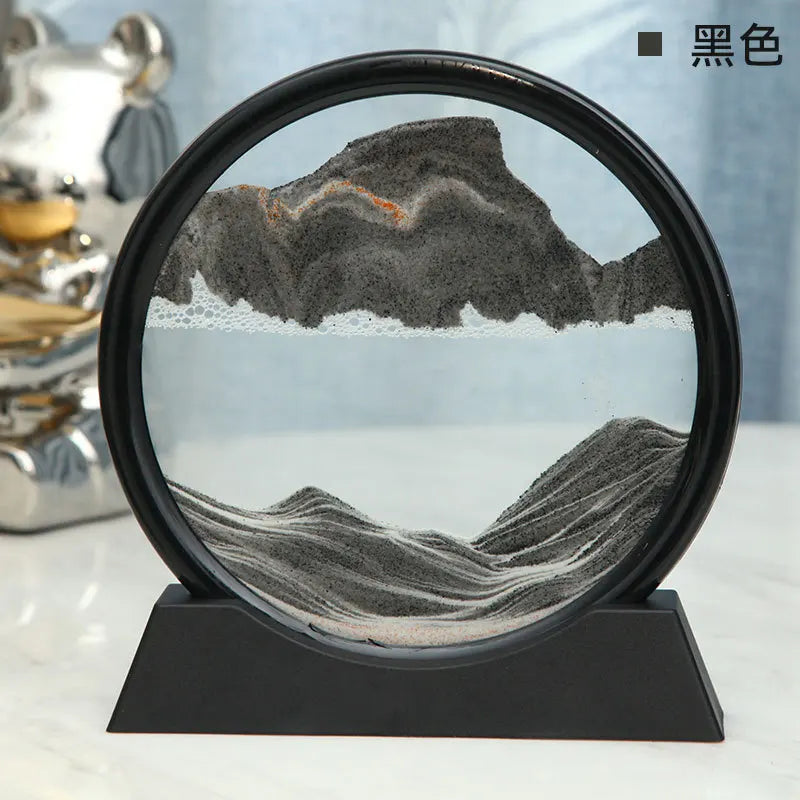 3D Moving Sand Art Picture Round Glass Deep Sea Sandscape Hourglass