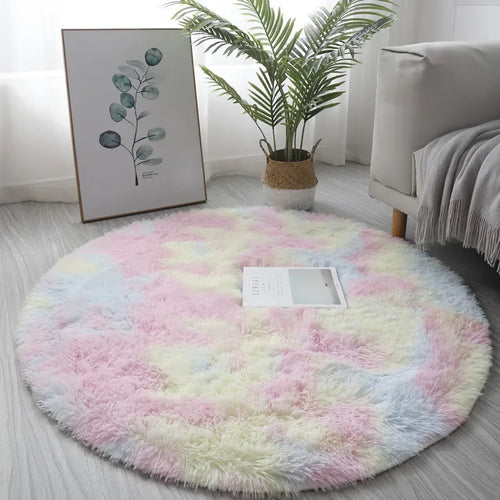 Super Soft Plush Round Rug Mat Fluffy White Carpets For Living Room