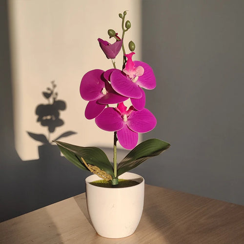 Bonsai Simulated Butterfly Orchid Artificial Potted Plant Desk Dining