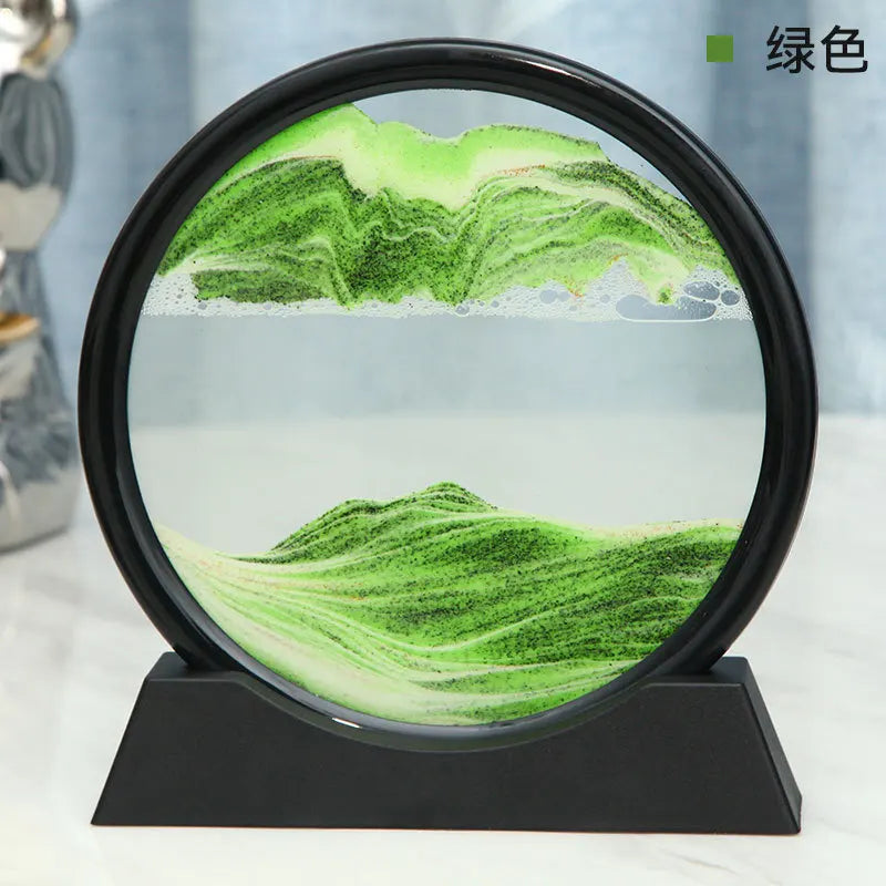 3D Moving Sand Art Picture Round Glass Deep Sea Sandscape Hourglass