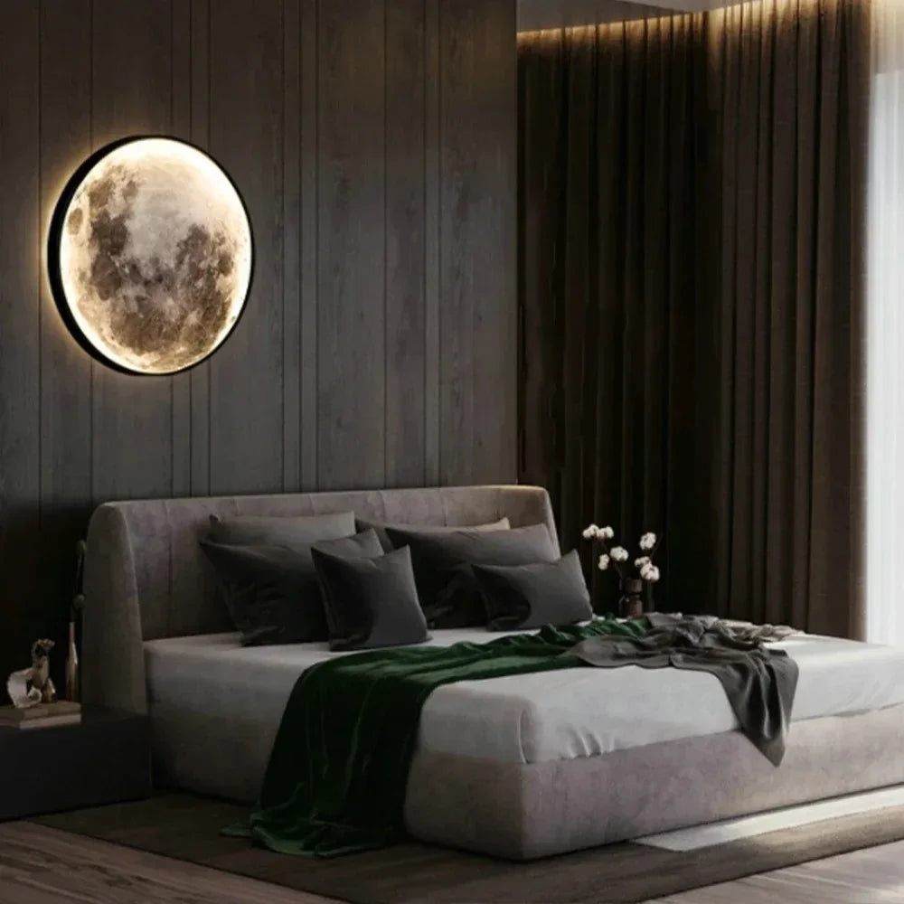 Modern Moon Light Wall Lamp Bedroom Background LED Sconce Light Living