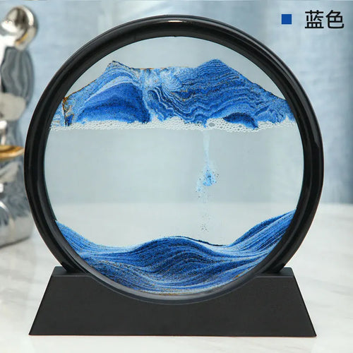 3D Moving Sand Art Picture Round Glass Deep Sea Sandscape Hourglass