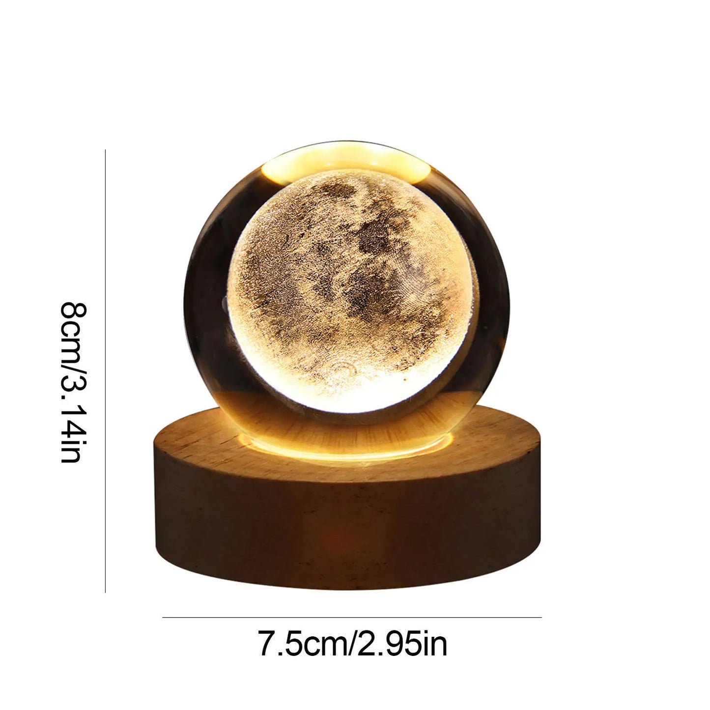 USB Night Light LED Crystal Ball Table Lamp 3D Moon Planet Galaxy