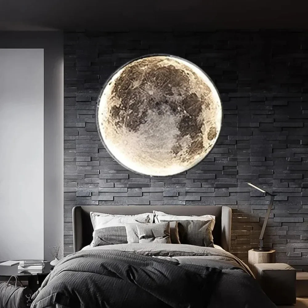 Modern Moon Light Wall Lamp Bedroom Background LED Sconce Light Living