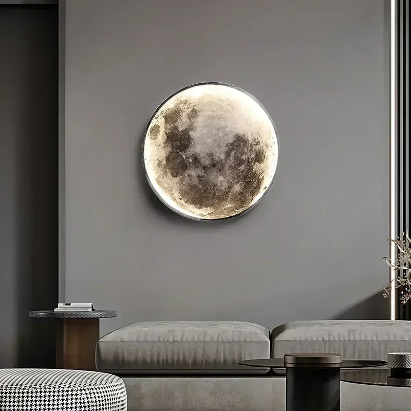 Modern 3D Moon Led Wall Lamp Living Room Background Light Home Decor