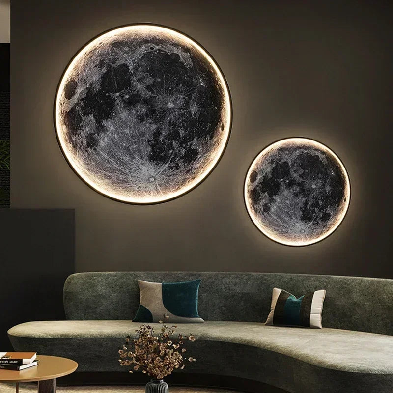 Modern 3D Moon Led Wall Lamp Living Room Background Light Home Decor