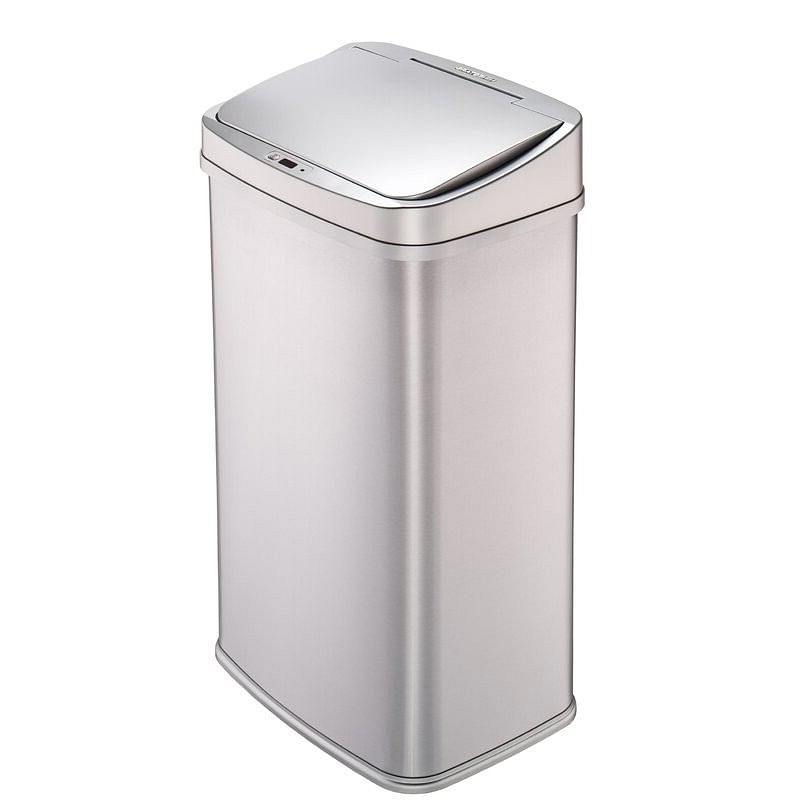 Silver 13-Gallon Stainless Steel Kitchen Trash Can with Motion Sensor