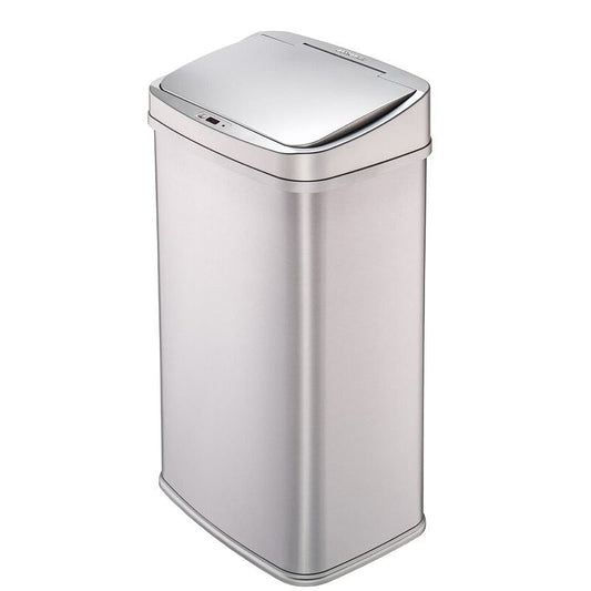 Silver 13-Gallon Stainless Steel Kitchen Trash Can with Motion Sensor