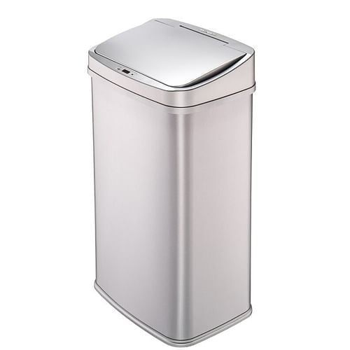 Silver 13-Gallon Stainless Steel Kitchen Trash Can with Motion Sensor