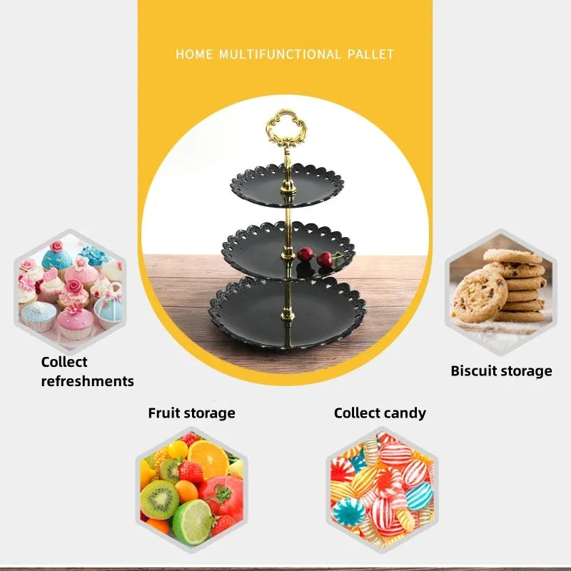 3-Tier Cupcake Stand Fruit Plate Holder Desserts Snack Candy Buffet