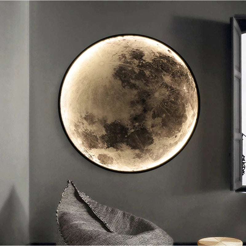 Modern 3D Moon Led Wall Lamp Living Room Background Light Home Decor