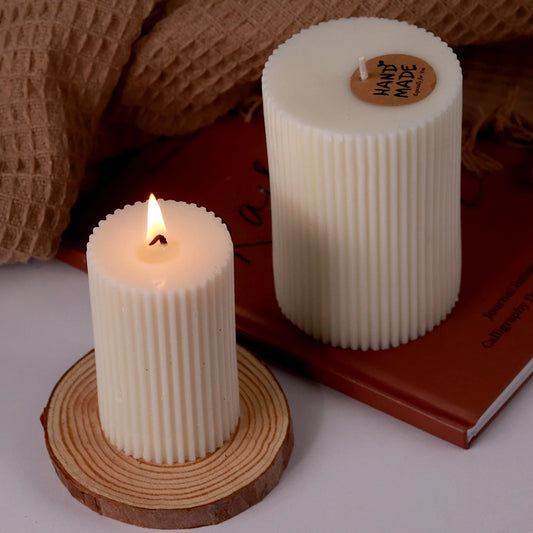 Striped Cylindrical Candle Silicone Mold Handmade Scented Candle