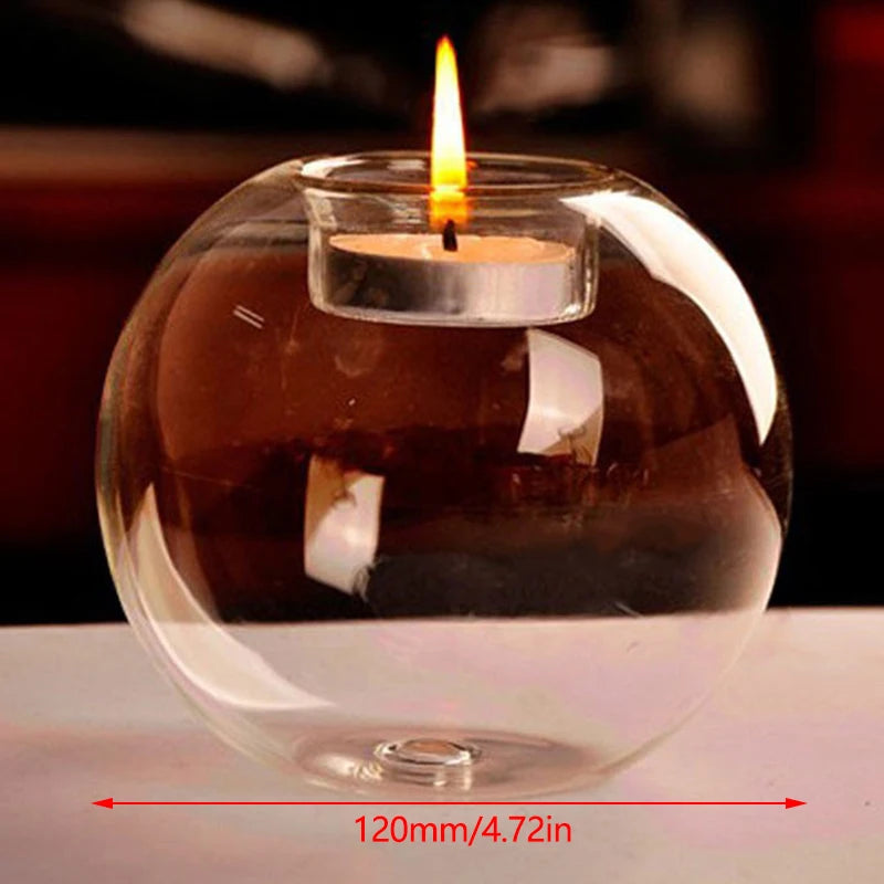 European Style Round Glass Candle Holder Christmas Halloween Dining