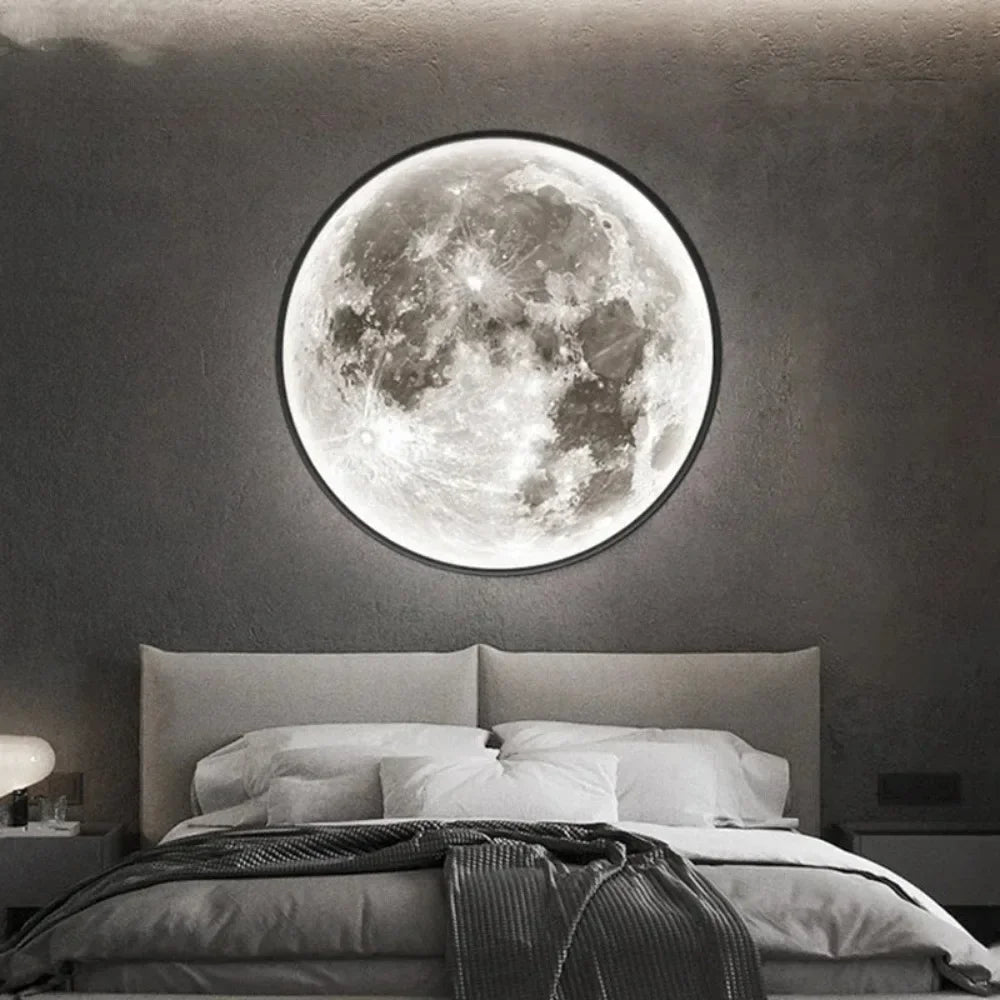 Modern Moon Light Wall Lamp Bedroom Background LED Sconce Light Living