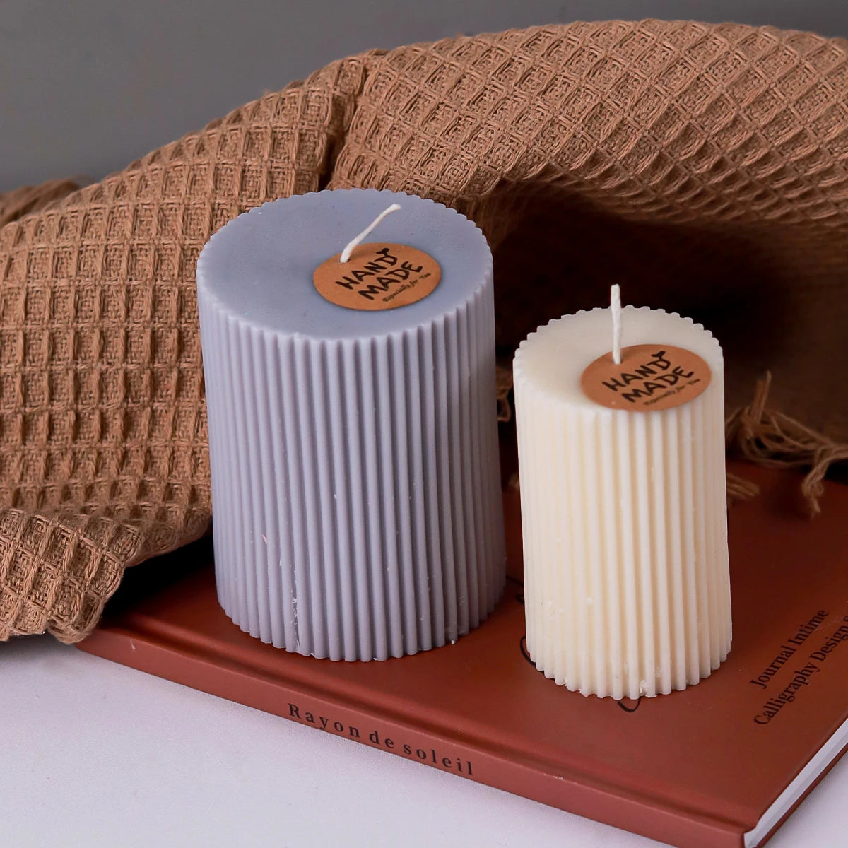 Striped Cylindrical Candle Silicone Mold Handmade Scented Candle