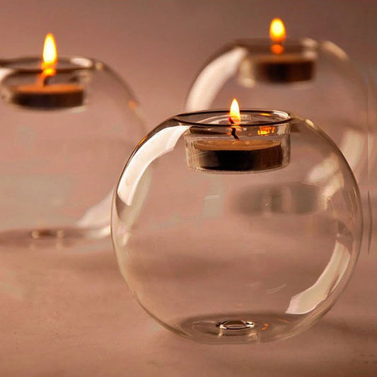 European Style Round Glass Candle Holder Christmas Halloween Dining