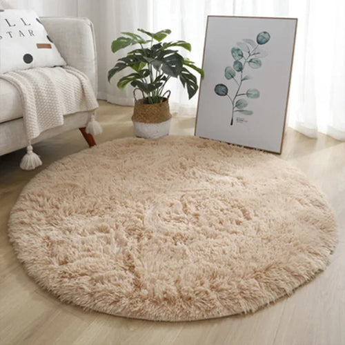 Super Soft Plush Round Rug Mat Fluffy White Carpets For Living Room