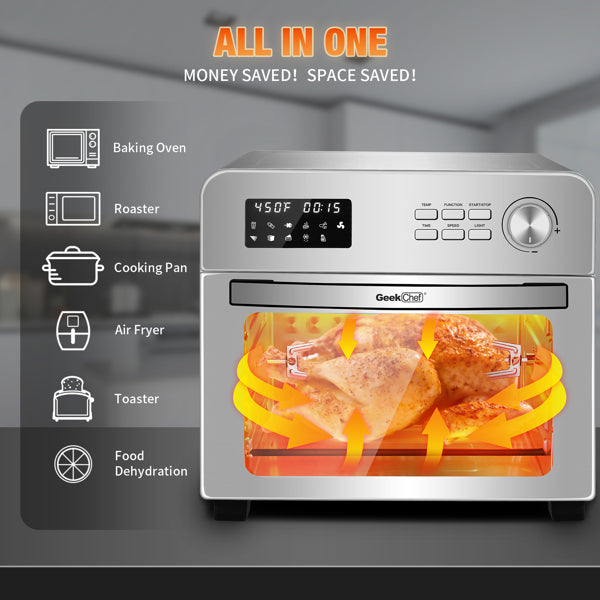 Air Fryer Toaster Oven LCD Countertop with Rotisserie and Dehydrator