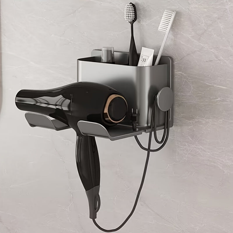 Sleek WallMounted Bathroom Organizer Rack with Smartphone Holder