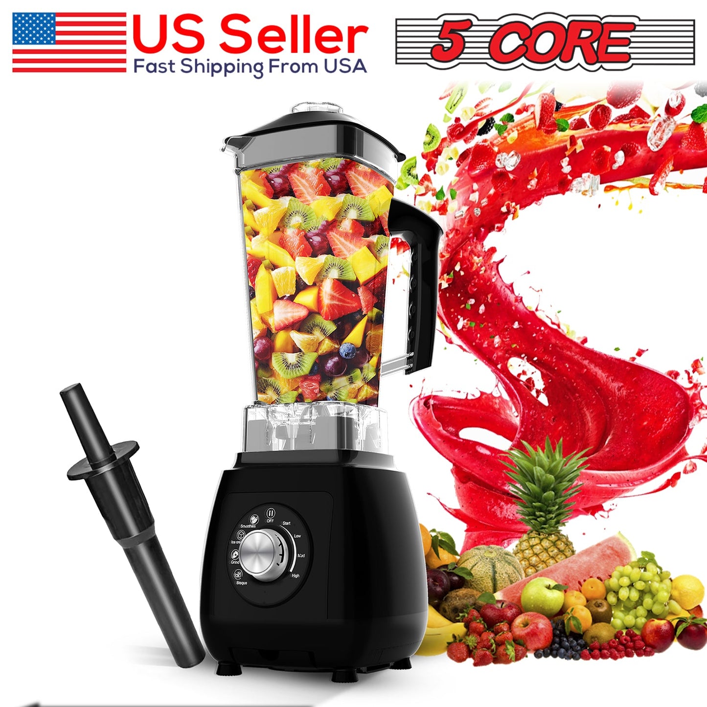 5Core Juicer Blender Machines 2000W Countertop Kitchen Smoothie Maker